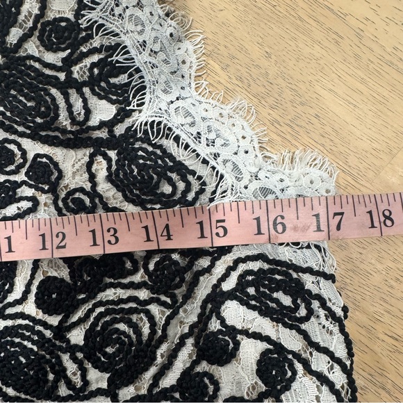 Zara Trafaluc Top Size M Lace Sleeveless Blouse Black White Zip Back Sheer - Picture 4 of 5